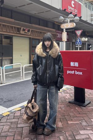 Heavyweight PU Leather Mountain Eagle Jacket for Women - Fleece-Lined American High Street Hoodie, Trendy Urban Style