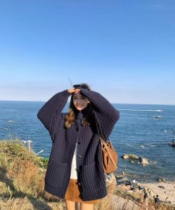 Heavyweight Pumpkin Chunky Knit Cardigan - Handmade Korean Style Sweater Coat with Horn Buttons for Cozy Fall Layering