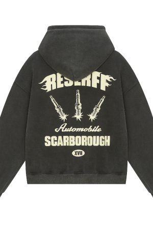Heavyweight Water-Washed Fleece-Lined Distressed Hoodie - American Vintage Style Sweatshirt for Casual Comfort