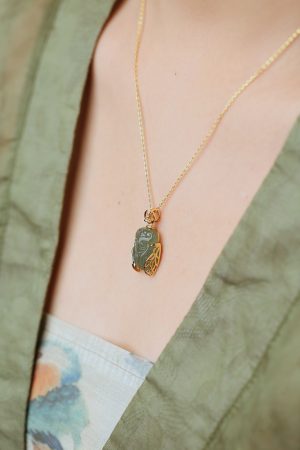 Hetian Jade Cicada Pendant for Women - Good Luck Charm for Graduate School Entrance Exams and College Success
