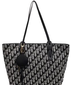 High-Capacity Women's Canvas Shoulder Tote Bag - Trendy Spring and Summer Commuting Handbag