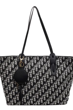 High-Capacity Women's Canvas Shoulder Tote Bag - Trendy Spring and Summer Commuting Handbag