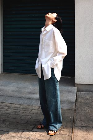High-Density Pima Cotton Long Sleeve Shirt with Soft Paper Feel - Casual Essential for Everyday Wear