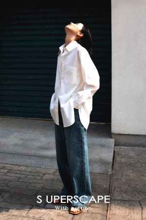 High-Density Pima Cotton Long Sleeve Shirt with Soft Paper Feel - Casual Essential for Everyday Wear