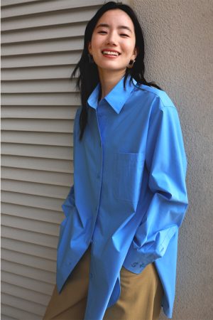 High-Density Pima Cotton Long Sleeve Shirt with Soft Paper Feel - Casual Essential for Everyday Wear