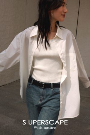 High-Density Pima Cotton Long Sleeve Shirt with Soft Paper Feel - Casual Essential for Everyday Wear