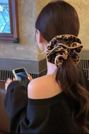 High-Elastic Leopard Print Hair Tie for Women - Large Bun & Low Ponytail Accessories - Stylish Rubber Band Hair Ornament