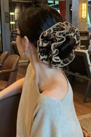 High-Elastic Leopard Print Hair Tie for Women - Large Bun & Low Ponytail Accessories - Stylish Rubber Band Hair Ornament