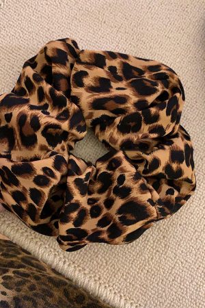 High-Elastic Leopard Print Hair Tie for Women - Large Bun & Low Ponytail Accessories - Stylish Rubber Band Hair Ornament