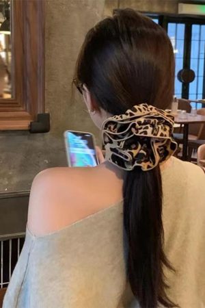 High-Elastic Leopard Print Hair Tie for Women - Large Bun & Low Ponytail Accessories - Stylish Rubber Band Hair Ornament
