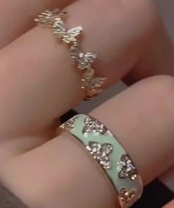 High-End Adjustable Open Enamel Butterfly Ring for Women - 2025 European and American Niche Design, Versatile Fashion Statement