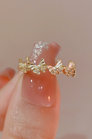 High-End Adjustable Open Enamel Butterfly Ring for Women - 2025 European and American Niche Design, Versatile Fashion Statement