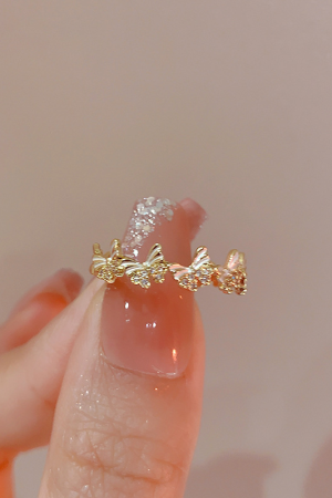 High-End Adjustable Open Enamel Butterfly Ring for Women - 2025 European and American Niche Design, Versatile Fashion Statement