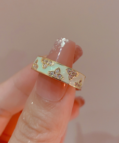 High-End Adjustable Open Enamel Butterfly Ring for Women - 2025 European and American Niche Design, Versatile Fashion Statement