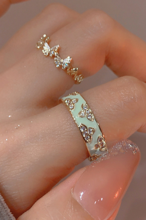 High-End Adjustable Open Enamel Butterfly Ring for Women - 2025 European and American Niche Design, Versatile Fashion Statement
