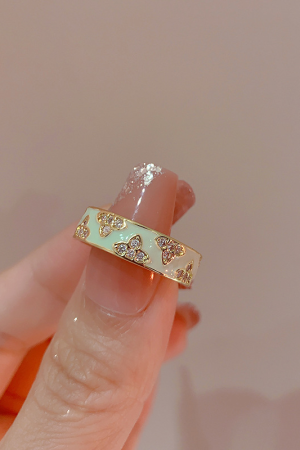 High-End Adjustable Open Enamel Butterfly Ring for Women - 2025 European and American Niche Design, Versatile Fashion Statement