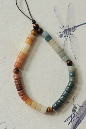 High-End Ancient Style Yellow-Green Tiger's Eye Bodhi Root Buddhist Beads Phone Chain Lanyard Pendant Accessory