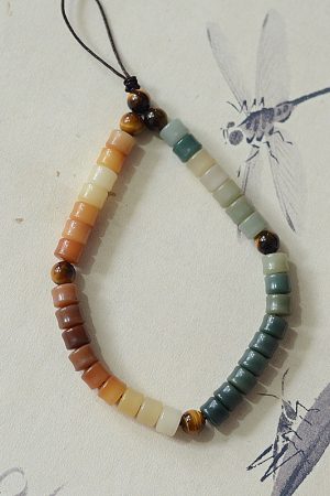 High-End Ancient Style Yellow-Green Tiger's Eye Bodhi Root Buddhist Beads Phone Chain Lanyard Pendant Accessory