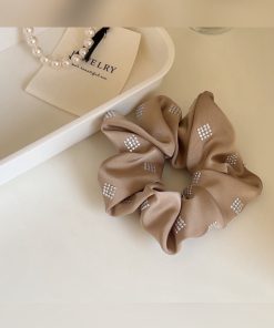 High-End Black Satin Ribbon Hair Tie with Sparkling Diamonds - Korean Imported Jewelry Hair Accessory