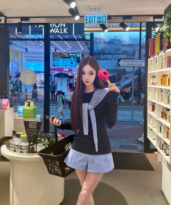 High-End British Campus Style Summer Two-Piece Slim Fit Shawl Top and Skirt Set for Girls