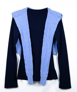 High-End British Campus Style Summer Two-Piece Slim Fit Shawl Top and Skirt Set for Girls