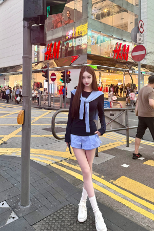 High-End British Campus Style Summer Two-Piece Slim Fit Shawl Top and Skirt Set for Girls