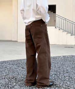 High-End Brown Melange Cleanfit Jeans for Men - American Straight Slim Fit, Trendy Cool Style, Perfect for Y2K Fashion