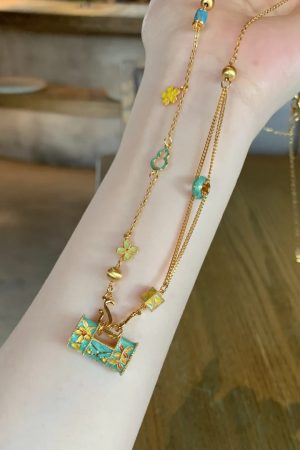 High-End Brushed Zircon Enamel Longevity Lock Necklace for Women - Versatile Clavicle Chain, 2025 New Style Jewelry