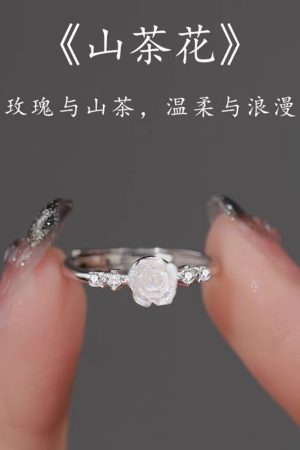 High-End Camellia Open Finger Ring with Unique French Design | Light Luxury Fashion Statement Piece