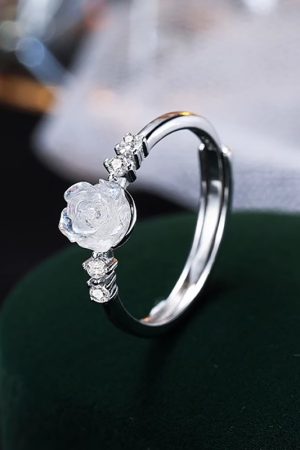 High-End Camellia Open Finger Ring with Unique French Design | Light Luxury Fashion Statement Piece