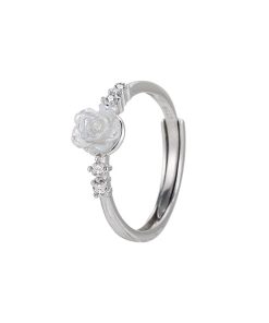 High-End Camellia Open Finger Ring with Unique French Design | Light Luxury Fashion Statement Piece