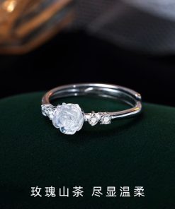 High-End Camellia Open Finger Ring with Unique French Design | Light Luxury Fashion Statement Piece