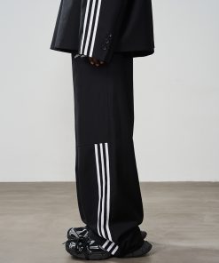 High-End Cleanfit Draped Tapered Straight-Leg Casual Trousers - Sports Luxe Style, Loose Fit, Trendy Streetwear