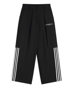 High-End Cleanfit Draped Tapered Straight-Leg Casual Trousers - Sports Luxe Style, Loose Fit, Trendy Streetwear