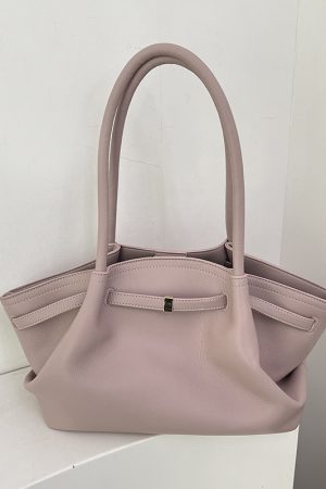 High-End Color-Blocking Tote Handbag for Women - 2025 Summer Lychee Texture Shoulder Bag in Korean Style for Commuting