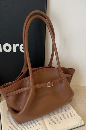 High-End Color-Blocking Tote Handbag for Women - 2025 Summer Lychee Texture Shoulder Bag in Korean Style for Commuting