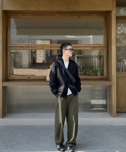 High-End Deep Green Retro Casual Pants for Men - Youthful Trendy Straight-Leg Distressed Long Trousers