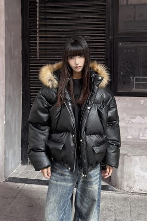 High-End Detachable Fur Collar Cotton Coat for Women - Thickened Hooded Winter Puffer Jacket, Couples PU Leather Cotton Style