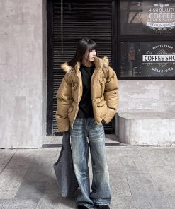 High-End Detachable Fur Collar Cotton Coat for Women - Thickened Hooded Winter Puffer Jacket, Couples PU Leather Cotton Style