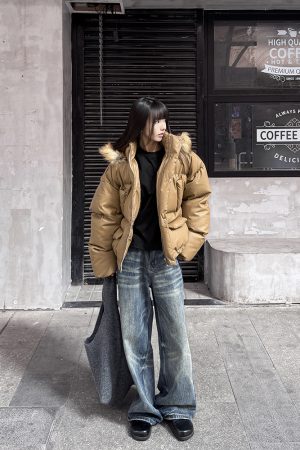 High-End Detachable Fur Collar Cotton Coat for Women - Thickened Hooded Winter Puffer Jacket, Couples PU Leather Cotton Style