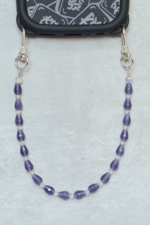 High-End Double Buckle Cat's Eye Stone Phone Chain Lanyard - Shiny Water Droplet Design Pendant Accessory for Girls