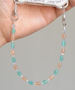 High-End Double Buckle Cat's Eye Stone Phone Chain Lanyard - Shiny Water Droplet Design Pendant Accessory for Girls