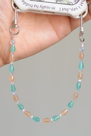 High-End Double Buckle Cat's Eye Stone Phone Chain Lanyard - Shiny Water Droplet Design Pendant Accessory for Girls