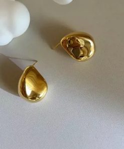 High-End Fashion Irregular Gold-Plated Bead Water Drop Stud Earrings - Versatile Silver Needle Design