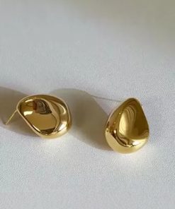 High-End Fashion Irregular Gold-Plated Bead Water Drop Stud Earrings - Versatile Silver Needle Design