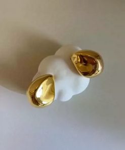 High-End Fashion Irregular Gold-Plated Bead Water Drop Stud Earrings - Versatile Silver Needle Design