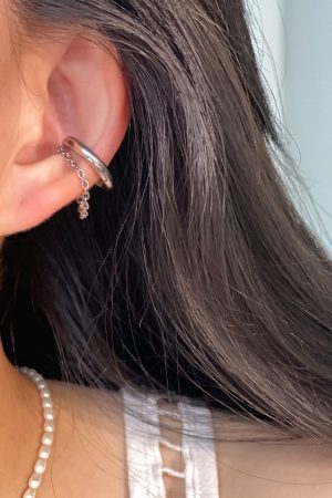 High-End Floating Tassel Ear Cuff - Indifferent Style Metal Chain Earrings for Women - No Ear Hole Design - Trendy Statement Jewelry