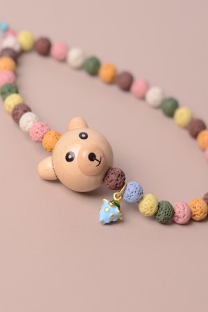 High-End Forest-Style Cute Bear Berry Volcanic Stone Phone Chain Lanyard Pendant Case Keychain Accessory