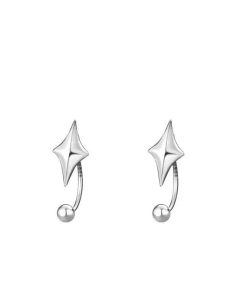 High-End Four-Star Mango Ear Studs for Women, Back-Hanging Two-Strap Screw-On Hook Earrings, Unique Fashion Accessories