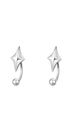 High-End Four-Star Mango Ear Studs for Women, Back-Hanging Two-Strap Screw-On Hook Earrings, Unique Fashion Accessories